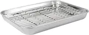 ABOOFAN Baking Sheet with Cooling Rack, 1 Set 23cm Stainless Steel Cookie Half Sheet Pans Baking Oven Rack Toast Oven Tray with Wire Racks for Cookie Bacon Meat