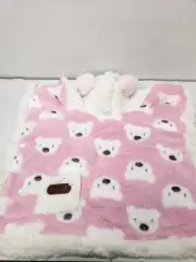GabeFish Dog Cape Blanket Fleece Wrap with Hood Pink Medium