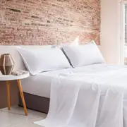 CleverPolly Vintage Washed Microfibre Sheet Set - White - Queen