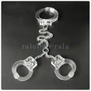 Crystal Unisex Wrist Neck Cuffed Chain Restraint Stage Play Prisoner Locking