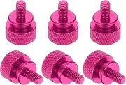 uxcell 6 Pcs M4x8mm Knurled Thumb Screw Computer Case Threaded Hand Tighten Screws Aluminum Alloy for PC Case, Rose Red