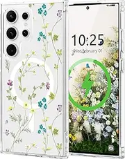 [RUNGOS] Magnetic for Samsung S22 Ultra Case MagSafe [Beautiful Flower Prints] [Strong Magnet] [12Ft Drop Tested] Hard Back Shockproof Cover for Samsung Galaxy S22 Ultra Case, Magnetic Case 6.8'' 2022