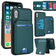FROLAN for iPhone X / iPhone XS MagSafe Case Wireless Charging with Wallet Detachable Card Holder Premium PU Leather Magnetic Stand Kickstand Protective Phone Cover for iPhone X / iPhone XS 5.8" Green