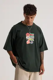 [Factorie] Factorie - Half Half Heavyweight Box Fit Graphic Tshirt - Hh kelp/half half barcode M HH KELP/HALF HALF BARCODE