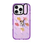 iPhone 16 Pro Impact Ring Stand Case MagSafe Compatible CAT-ching Hearts by Mond Kim