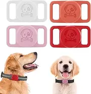 Gipoowaa 4 Pack Airtag Dog Collar Holder, GPS Tracker Collar Holder, Prevent pet Loss, Pet Silicone Protective Cat Dog Collar Holder, Suitable to AirTag Silicone Loop Waterproof GPS Case Holder