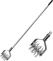 BARAYSTUS Rotary Cultivator Tool, Adjustable Garden Hand Tiller, Aerate, Weed, Plant, Garden Cultivator for Soil Mixing or Reseeding Grass