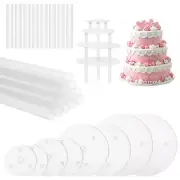 24 Pieces Cake Dowel Rods with 8 Pieces Cake Separator Plates Plastic Cake Do...