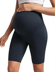 [CRZ YOGA] Womens Butterluxe Maternity Biker Shorts Over The Belly 8" - Pregnancy Yoga Workout Activewear