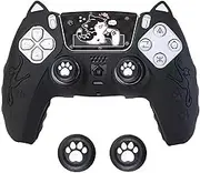 JZS PS5 Controller Skin Anti-Slip Cover Case with Thumb Grip Caps for PlayStation 5 DualSense Wireless Controller Black