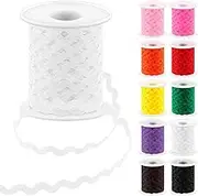 Glarks 1Pcs 27Yard/25M White Rick Rack Trim Ribbon Wave Sewing Bending Fringe Trim for DIY Sewing Crafts Wedding Bridal Dress Embellishment Party Decoration Gift Wrapping Supplies