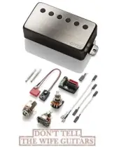 EMG 66 BRUSHED CHROME ACTIVE NECK HUMBUCKER PICKUP SHORT SHAFT POTS & WIRING