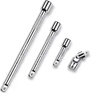 StrugDeas 4 Piece 3/8 Inch Drive Extension Bar Set, 3/8 Inch Drive Socket Extension Set Includes 3, 6, and 10 Inch Extensions and 3/8 Inch drive Universal Joint Socket