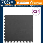 Floor Mats 24 pcs 8.64 m² EVA Foam Black Interlocking Tiles Home Gym Floor 92463