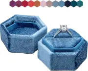 Velvet Hexagon Ring Box for Weddings, Proposals, Engagements, and Photography (F