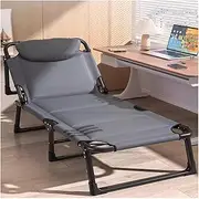 Nap Bed Camping Cot with Mattress, Portable Folding Bed for Sleeping, 4-Position Folding Chaise Lounge Chair, Folding Cot for Office/Home Nap Updated Design