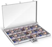 Memorywuu 24"x20" Trade Show Display Case Table Top Portable Aluminum Sports Card Display Case Frame with Clear Acrylic Showcase with Locks for Jewelry Craft Collector Shows(Silver)
