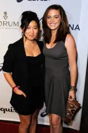 Actresses Jenna Ushkowitz Christine Woods arrive at the Oceana Ben- Old Photo