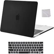 MOSISO Compatible with MacBook Pro 13 inch Case 2025, 2024, 2023-2016 M2 M1 A2338 A2251 A2289 A2159 A1989 A1708 A1706, Plastic Hard Shell Case & Keyboard Cover Skin & Wipe Cloth, Black