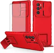 Asuwish Phone Case for Samsung Galaxy Note 20 Ultra 5G with Screen Protector and Slide Camera Cover Kickstand Stand Slim Cell Note20 Plus Notes 20Ultra Note20+ U + 20+ Twenty Not S20 Women Men Red