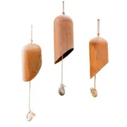 3pc Angled Bottom 20/25/30cm Bells Rust Metal Hanging Outdoor Garden Decor Brown