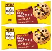 Nestle Toll House Dark Chocolate Morsels Baking Chips 53% Cacao, 10oz (2 Bags)