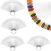200 Pcs Nail Swatch Sticks, Fan-shaped Nail Swatch Sticks, Clear Nail Color Swatches Display for Gel Polish, Nail Sample Practice Sticks,with Ring Holder for (transparent)