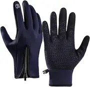 [Generic] Men's Snow Gloves, Women's Ski Gloves, Water-Repellent Touchscreen Gloves, Warm Unisex Gloves with Zip, Cold Weather Equipment for Hiking, Cycling