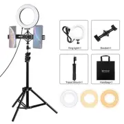 1.1M Tripod Mount & Live Broadcast Dual Phone Bracket & 6.2 Inch 16Cm Led Rin...