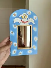Flying Circus Angel Pup Mirror | Hand carved and painted in Bali | Dog | Y2K