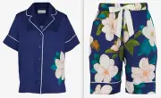 NEW PETER ALEXANDER MAGNOLIA FLORAL POLY SATIN TOP & SHORTS PJ SET M RRP$159.90