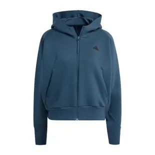 adidas 外套 ZNE Full-Zip 女款 藍 黑 寬版 連帽外套 吸汗 拉鍊口袋 愛迪達 IN5129