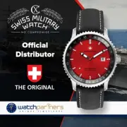 CX Swiss Military Lightning Rawhide Swiss Watch 44mm Case 20ATM Red Dial 3118