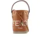 FENDI MON TRESOR 刺繡標誌手提/斜背迷你水桶包(棕色) 8BS010 ANWW F1C6J