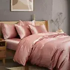 Manyshofu 6Pcs Rose Gold Duvet Cover Set Queen Size with Satin Fitted Sheet -...