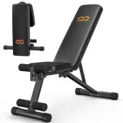 Adjustable Weight Bench Foldable - 600 Lb Stable Workout Bench 5 Sec Fast Fol...