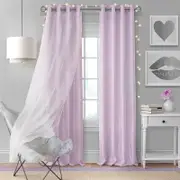Elrene Home Fashions Aurora Kids Room Darkening Layered Sheer Curtain Panel, 52 x 108