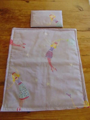 Handmade dolls teddies pram cot toy bedding set quilt lilac princess fairy