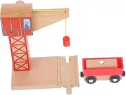 ERINGOGO Railway Wooden Crane Toy Train Track Accessory for Imaginative Play Compatible with Major Train Easy to Install Wooden Crane with Carriage for Boys and Girls