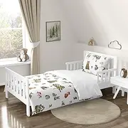 Sweet Jojo Designs Woodland Forest Animals Boy Girl Gender Neutral Toddler Bedding Set Kids 5p Bed in a Bag Comforter Blanket Pillowcase Sham Sheets Animal Friends Green Grey Brown Bear Fox Hedgehog