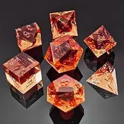 Bescon Crystal Clear (Unpainted) Sharp Edge DND Dice Set of 7, Razor Edged Polyhedral D&D Dice Set for Dungeons and Dragons Role Playing Games, Tangerine Color