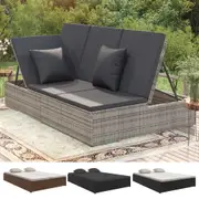 Convertible Sun Bed with Cushions Day Bed Outdoor Lounger Poly Rattan vidaXL