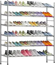 [Forthcan] Shoe Rack Shoes Organizer, Metal Iron of Expandable and Adjustable Shoes Organizer, Stackable Shoe Shelf for Entryway Doorway (Gray, 6-Tier)