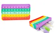 Pop Bubble Silicon Pen Case Bag, Popper Simple Pencil Box, Sensory Poppet Fidget Toy, Crayon and Marker Organizer Boxes with Zipper, Portable for School Home College Office