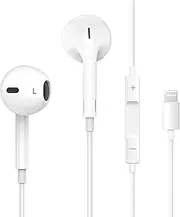 Apple Earbuds [MFi Certified], Wired Earphones with Lightning Connector (Built-in Microphone & Volume Control) Noise Canceling Isolating Headphones for iPhone 14/13/12/11/SE/X/XR/XS/8/7