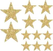 12pcs Star Iron On Patches Rhinestone Gold Stickers Adhesive Applique Stars Glitter Crystal Patches Sequin Vintage Patch Fabric Patch for Clothing,Jeans,Jackets,Caps,Dress,Bag,DIY Clothing Repair