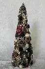 Vintage Jewelry Christmas Tree Black Red Brooch Crystals Stones