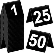 Tuanse Table Numbers 1-50 Acrylic Double Side Numbered Table Tents Restaurant Wedding Number Cards Signs for Banquets Party Wedding Reception(Black)