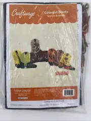 Craftways Cowgirl Boots - 6 Coasters And Holder Plastic Canvas Kit New