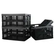 34 Quart Plastic Milk Crates Stackable, Collapsible Storage Crate, 4 Packs